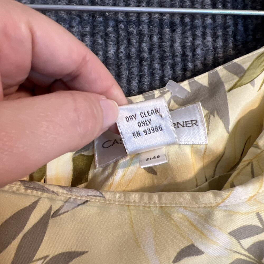 Vintage Casual Corner Womens Skirt Set Size 8 Yellow Tropical Silk Resort Cruise - Picture 15 of 16